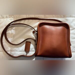 Coach Women’s Tan Leather Small Square Crossbody Bag